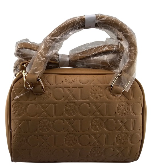 CXL Christian Lacroix Eiden Embossed Logo Satchel Handbag Tan Toffee Crossbody - Picture 5 of 10